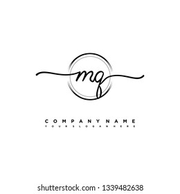 MQ initial signature logo. handwriting logo template vector,