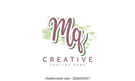 MQ Initials, handwriting logo vector