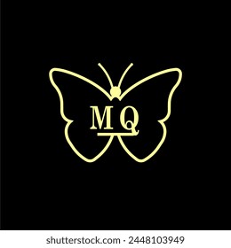 MQ Initials Luxury Butterfly logo Vector illustration