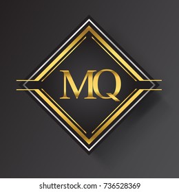 MQ Letter logo in a square shape gold and silver colored geometric ornaments