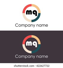 MQ letters business logo icon design template. Vector with four colors circle