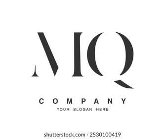 MQ logo design. Initial letter m and q serif font style. Creative classic company name typography. Trendy logotype or identity. Vector illustration.