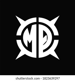Monograma del logotipo MQ con cuatro piezas de la plantilla de diseño de trozos de círculo sobre fondo negro