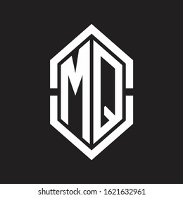 MQ Logo monogram with hexagon shape and outline slice style with black and white