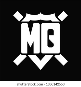 MQ Logo-Monogramm einzeln auf Schildform mit abgerundeter Linie auf schwarzem Hintergrund