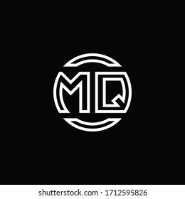 MQ logo monogram with negative space circle rounded design template