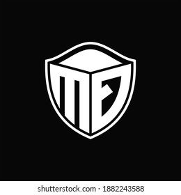 MQ Logo monogram shield shape with outline rounded design template on black background