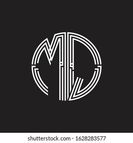 MQ Logo monogram triple ribbon style line design template isolated on black background