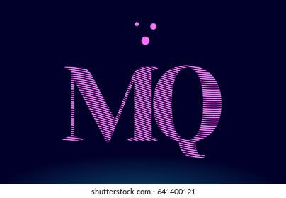 mq m q alphabet letter logo pink line stripes magenta purple blue font creative text dots company vector icon design template