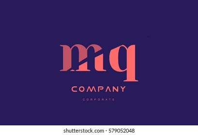 mq m q alphabet small letter blue pink creative design vector company logo icon template 