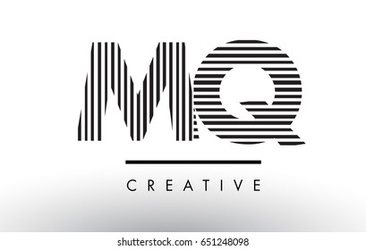 MQ M Q Black and White Letter Logo Design with Vertical and Horizontal Lines.