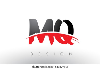 MQ M Q Brush Logo Letters Design with Red and Black Colors and Brush Letter Concept.
