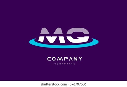 mq m q cyan magenta blue letter combination alphabet vector company logo icon sign design template 