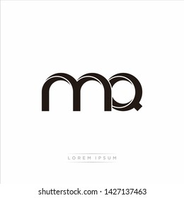 mq m q Initial Letter Split Lowercase Modern Monogram linked outline rounded logo