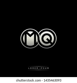 MQ M Q initial letter linked circle capital monogram logo modern template silver color edition