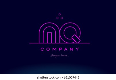mq m q letter alphabet text pink purple dots contour line creative company logo vector icon design template