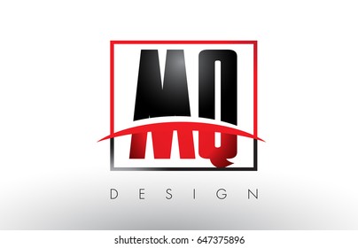 MQ M Q Logo Letters with Red and Black Colors and Swoosh. Creative Letter Design Vector.