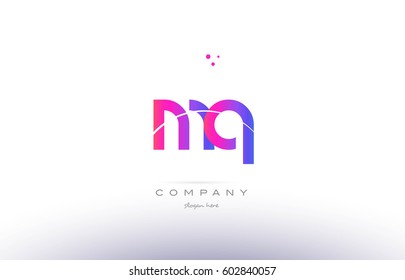 mq m q  pink purple modern creative gradient alphabet company logo design vector icon template