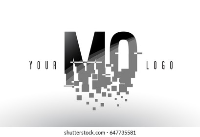 MQ M Q Pixel Letter Logo with Digital Shattered Black Squares. Creative Letters Vector Illustration.