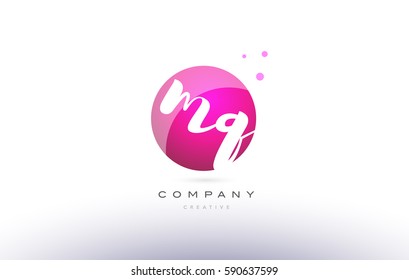 mq m q  sphere pink 3d alphabet company letter combination logo hand writting written design vector icon template 
