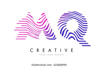 MQ M Q Zebra Letter Logo Design with Black and White Stripes Vector