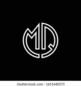 MQ monogram logo circle ribbon style outline design template