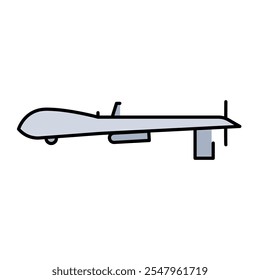 Ícone da cor da linha do Predador MQ-1 (EUA). Reconhecimento e ataque drone.Sign para página da web, aplicativo móvel, botão, logotipo. Botão isolado do vetor. Traçado editável.