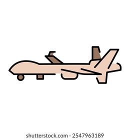 Icono de color de línea MQ-9 Reaper (USA). Ataque UAV para operaciones de reconocimiento y combate. Firme para la página de Web, App móvil, Botón, logotipo. Vector Botón aislado. Trazo editable.