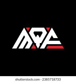 MQF triangle letter logo design with triangle shape. MQF triangle logo design monogram. MQF triangle vector logo template with red color. MQF triangular logo Simple, Elegant, and Luxurious design.