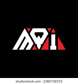 MQI triangle letter logo design with triangle shape. MQI triangle logo design monogram. MQI triangle vector logo template with red color. MQI triangular logo Simple, Elegant, and Luxurious design.