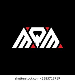 MQM triangle letter logo design with triangle shape. MQM triangle logo design monogram. MQM triangle vector logo template with red color. MQM triangular logo Simple, Elegant, and Luxurious design.