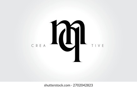 MQmq Elegant Serif Monogram Logo - Luxuriöses typografisches Kleinbuchstaben-Zeichen für modernes Branding