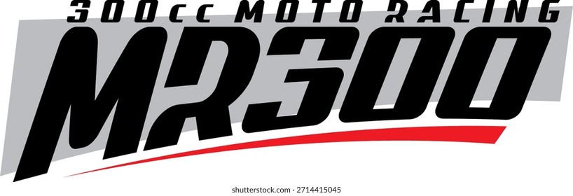 MR 300 text vector, MOTO RACING, elegant vehicle sticker design.