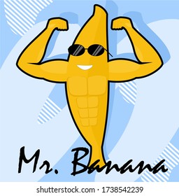 Mr banana shows his muscles
strong banana
fruit character
