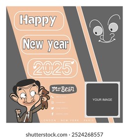 Mr bean happy new year 2025 template background