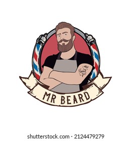 mr beard logo design barber shop