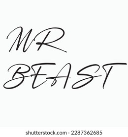 mr beast name calligraphy badge logo icon illustration