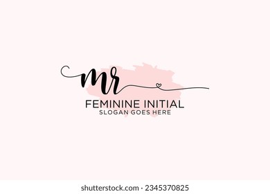 MR beauty monogram and elegant logo design handwriting logo of initial signature, wedding, fashion, floral and botanical with creative template.