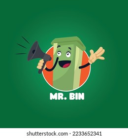 Mr. bin vector mascot logo template.