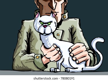 Mr Blofeld and his cat. Dark background