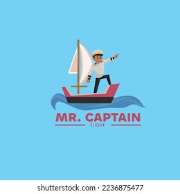 Mr. captain vector mascot logo template. 