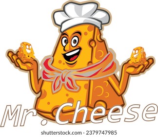 Mr cheese logo cheese vector illustration isolated on a white background.