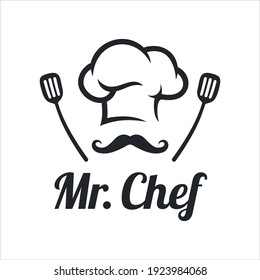 mr chef and food restaurant logo inspiration. design template, vector illustration.