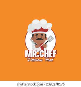 Mr. Chef food vector mascot logo template.