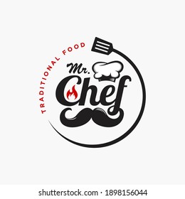 Mr. Chef Logo Design Vector Template
