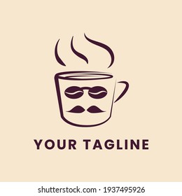 Mr. Coffee logo, consist of a cup of coffee, gentleman face and aroma with hair shape
