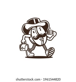 Mr. coffee mascot character logo vector illustration