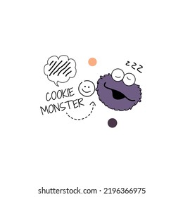 MR COOKIES NICE SLEEP AFTER EAT PURPLE COLOR - SWEET DREAM VECTOR ILLUSTRATOR PRINT for t-shirt and other used