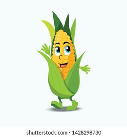 Mr. corn is a sweet character with emotions. Cartoon character isolated on white background. Vector illustration