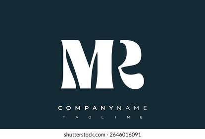 MR Creative Abstract Typography Logo Design. Elegant logo combining bold typography and creative shapes, ideal for branding and identity solutions.